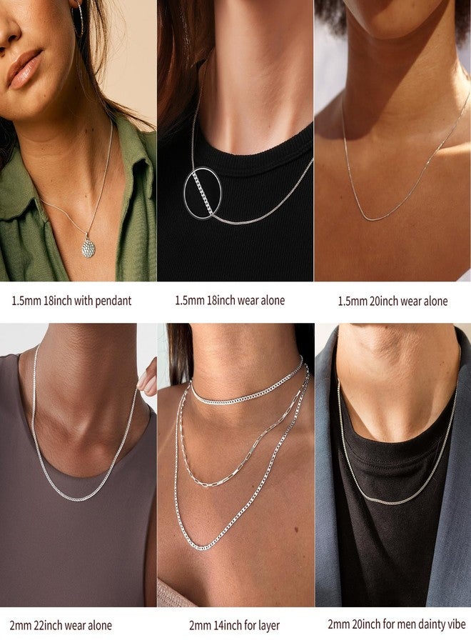 Kenailw 1.5mm Cuban Link Chains for Women Men, s925 Sterling Silver Plated Necklace Curb Chain 24 Inch Christmas Stuffer Gifts - Image 5